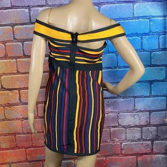 Fashion Nova Dress Midi Small Multicolor Large Open Back Stripe - Picture 5 of 8